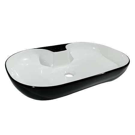 Lavoar dreptunghiular Sanitop Rev, montaj blat, ceramica, alb/negru, 61 x 42 x 12.5 cm