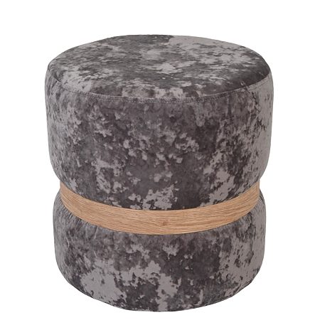 Taburet Ring, inel stejar, catifea gri E30, rotund, 38 x 38 x 40 cm
