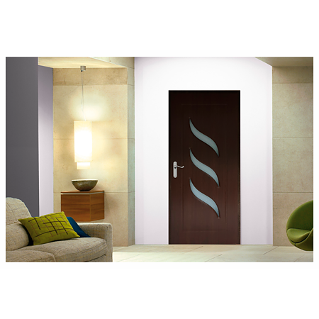 Usa interior celulara cu geam Pamate M02, reversibila, MDF, wenge, toc reglabil, 200 x 70 x 3.5 cm