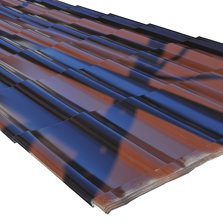 Tigla metalica Durako Riva, maro, RAL 8017, lucios, grosime 0,45 mm, 2,145 x 1,180 m