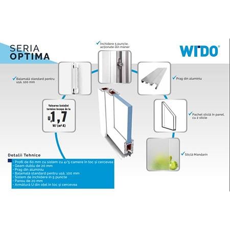 Usa PVC secundara, alb, 88 x 200 cm, stanga, 4 camere, geam 1/2