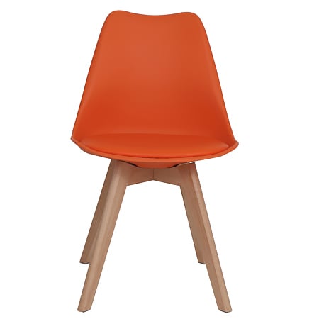 Scaun bucatarie tapitat portocaliu Depozitul de scaune Celia, piele ecologica, cadru lemn, max. 110 kg, 48.5 x 50 x 82.5 cm