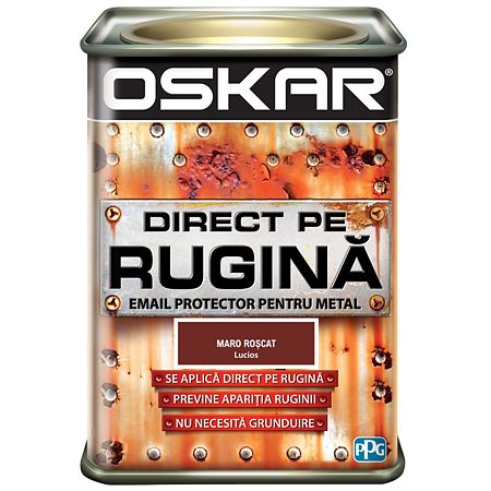Vopsea  Oskar Direct pe Rugina, maro roscat lucios, interior/ exterior, 0.5 L