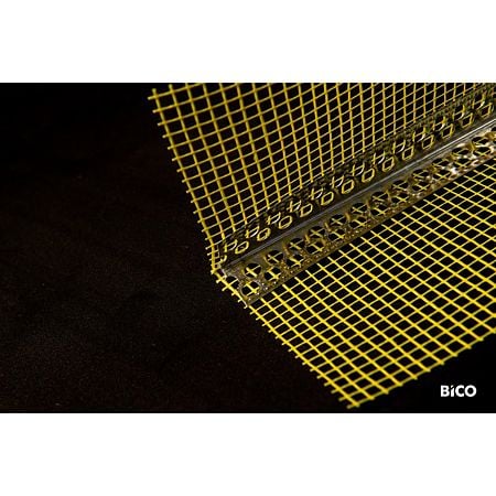 Profil de colt, PVC, plasa fibra de sticla, galben, 100 x 100 x 2500 mm 