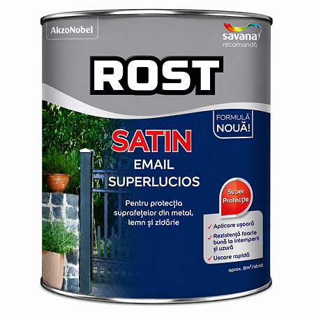 Vopsea superlucioasa pentru lemn/metal, Rost Satin, interior/exterior, grena, 0,6 L