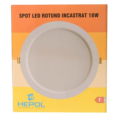 Spot LED incastrat Hepol, temperatura ajustabila, rotunda, 18 W, alb Spot LED incastrat Hepol, temperatura ajustabila, rotunda, 18 W, alb