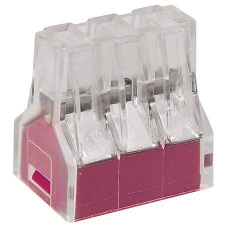 Clema de montaj cu pasta IEK, 0.75 - 2.5 mmp, violet, 3 conexiuni, 4 bucati