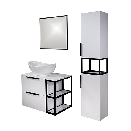 Oglinda baie Sanitop Vision, pal, negru, 60 x 80 cm