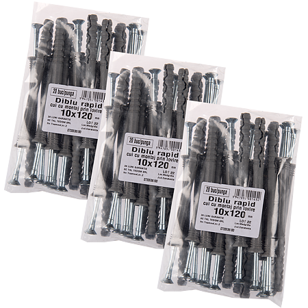 Diblu rapid Y cu surub, 10 x 120 mm, 20 buc/punga Diblu rapid Y cu surub, 10 x 120 mm, 20 buc/punga
