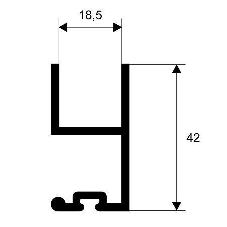 Profil maner tip Y cu canal pentru perie anti-praf, aluminiu, anodizat mat, 2.5 m