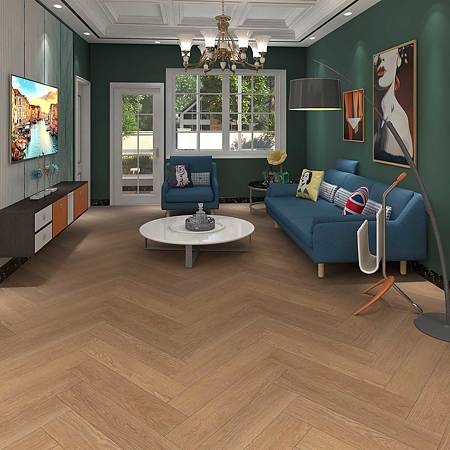 Pardoseala SPC 4+1 mm, herringbone, Valley Oak 206, nuanta medie, decor lemn, clasa de trafic 32, click sistem, folie izolatoare atasata, 750 x 150 mm