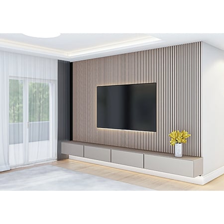 Panou riflaj acustic Stejar Stary, MDF, suport feltru 8mm, interior, 2600 x 144 x 20 mm