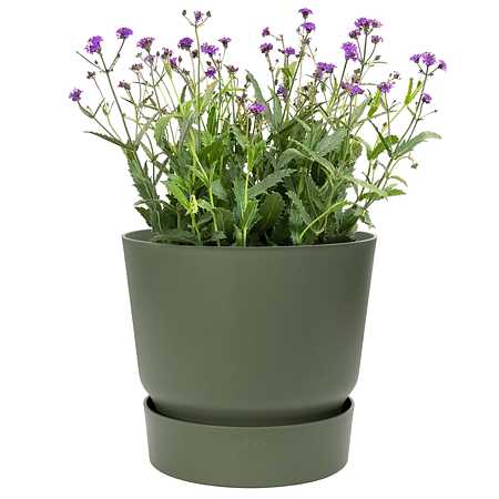 Ghiveci Elho Greenville Round, plastic, verde, diametru 30 cm, 23.3 cm