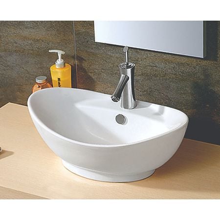 Lavoar oval Sanotechnik K240, montaj blat, ceramica, alb, 60 x 40 x 22 cm
