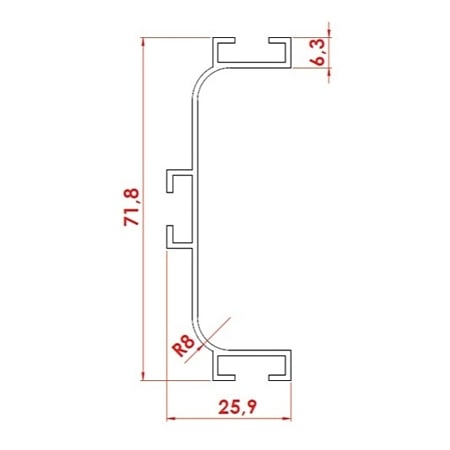 Profil Gola U orizontal, aluminiu, alb, 4 m