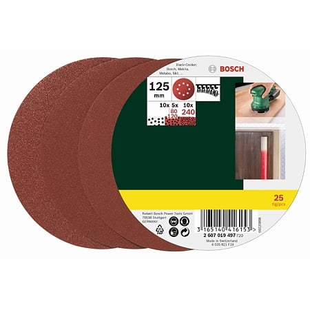 Foi abrazive Bosch, G80, 120, 240, 25 bucati, pentru slefuitoare cu excentric