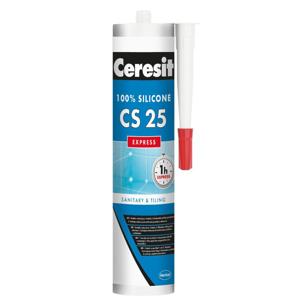 Silicon sanitar Ceresit CS 25 Express, transparent, interior / exterior, 280 ml