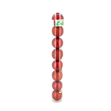 Set 8 globuri decorative de Craciun, plastic, rosu, 5 cm