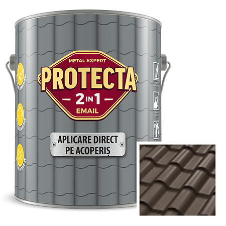  Email pentru acoperis Protecta 2 in 1,maro ciocolata, interior/exterior, 4 l