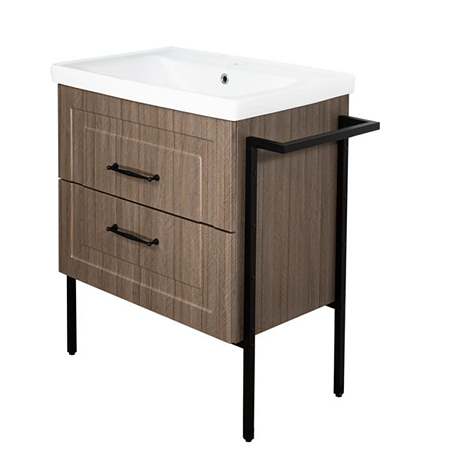Mobilier baie Sanitop Luana, baza cu lavoar, MDF/PAL, alb/maro, 70 x 46 x 82 cm Mobilier baie Sanitop Luana, baza cu lavoar, MDF/PAL, alb/maro, 70 x 46 x 82 cm