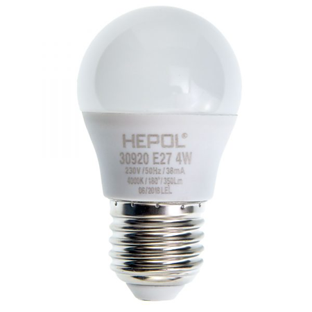Bec LED Hepol, sferic, E27, 4W, lumina alba