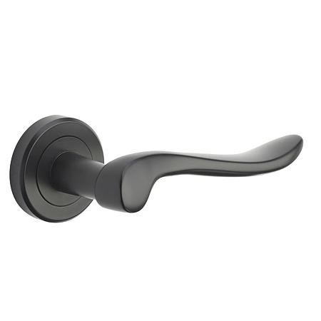 Maner usa interior cu rozeta rotunda Yale Eagle, zinc, negru mat, 121 x 23 x 62  mm