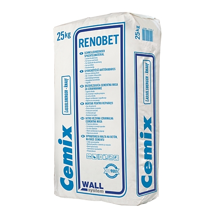 Masa de spaclu Cemix RenoBet Weiss, interior/exterior, aplicare manuala/mecanizat, alb, 25 kg 