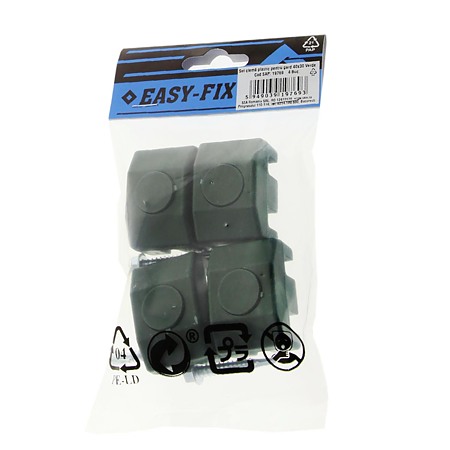 Set 4 cleme plastic prindere panouri gard, 40 x 30 x 5.5 mm + surub 5.5 x 32 mm