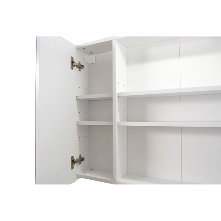 Oglinda cu dulap baie Badenmob Seria 286, cu iluminare, PAL, alb, 3 usi, 6 polite, 100 x 14.5 x 68 cm