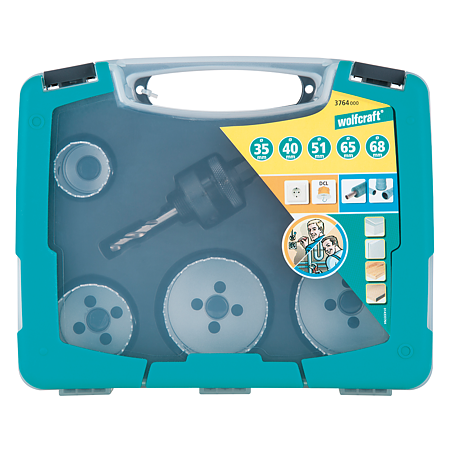 Set 6 piese pentru instalatii electrice si sanitare Wolfcraft 3764000, 210 x 260 x 60 mm Set 6 piese pentru instalatii electrice si sanitare Wolfcraft 3764000, 210 x 260 x 60 mm