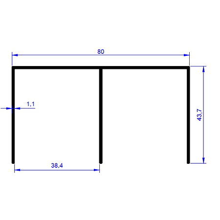 Profil ghidare dublu superior, aluminiu, mat, 4 m