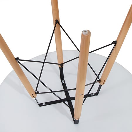 Masa living Eliza, blat rotund MDF vopsit, 18 mm, suport metalic, picioare lemn de fag, alb, Ø 90 cm