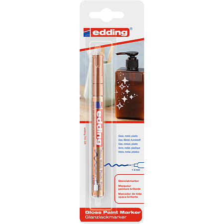 Marker permanent Edding 751, cu vopsea, corp metalic, varf rotund, 1-2 mm, maro