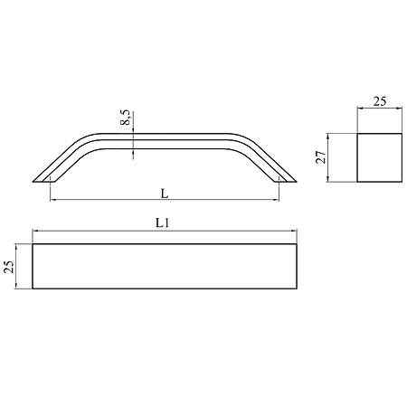 Maner AA337, aluminiu cromat, 224 mm
