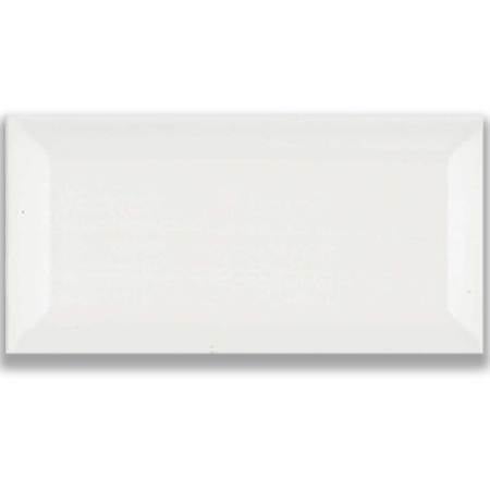Faianta bucatarie Metro White Bevelled Glossy, alb, lucios, uni, 20 x 10 cm