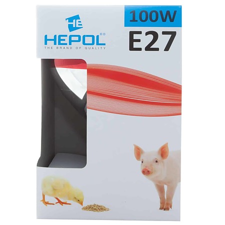 Bec inflarosu Hepol, forma G125 (glob), E27, 100 W