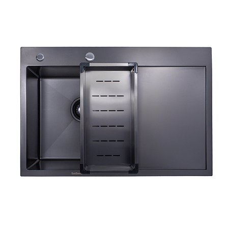 Chiuveta bucatarie Sandonna Handmade HD7850, inox, negru, 1 cuva stanga, 78 x 50 cm Chiuveta bucatarie Sandonna Handmade HD7850, inox, negru, 1 cuva stanga, 78 x 50 cm