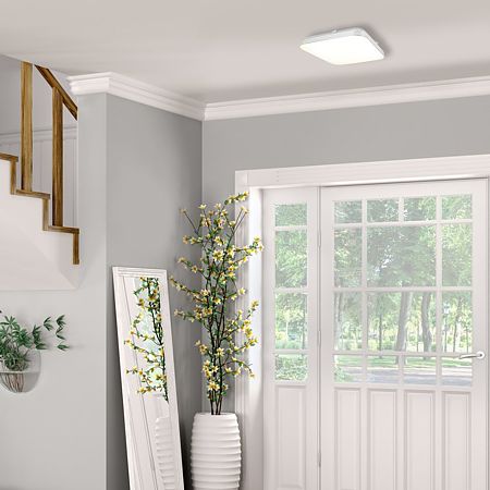 Plafoniera Ajax 53643, plastic si metal, 1 x LED, 27 W, alb, 43 x 43 x 6 cm