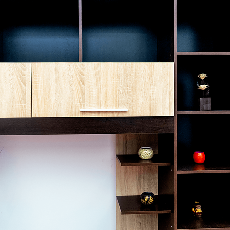 Biblioteca living modern Serena, pal melaminat, sonoma/wenge, 3,2 m Biblioteca living modern Serena, pal melaminat, sonoma/wenge, 3,2 m