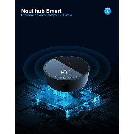 Smart hub Livolo Zigbee EC 3.0, sticla cristal termorezistenta, microUSB , 5 V, control aplicatie & Wi-Fi, compatibil cu intrerupatoare Zigbee