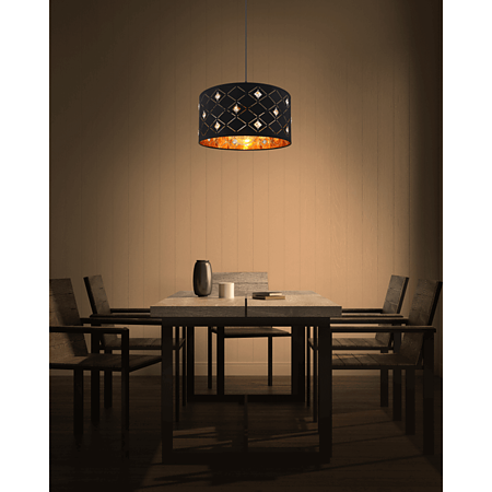 Suspensia Abbey 15448H, 1 x E27, 60W, H 1400 mm x D 400 mm, negru + auriu