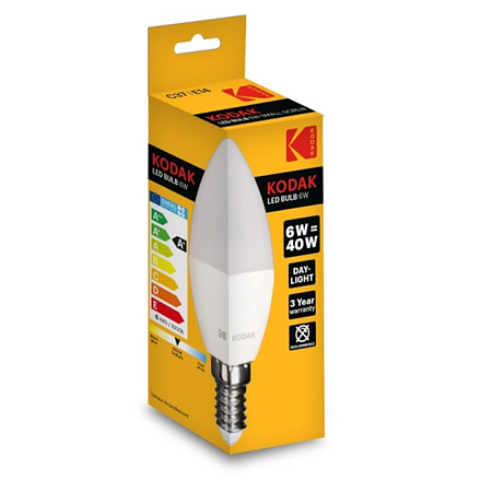  Bec LED Kodak C37, lumanare, E14, 6W, 480 lm, lumina rece 5000K