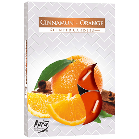 Set 6 lumanari parfumate tip pastila, portocaliu, scortisoara-portocala