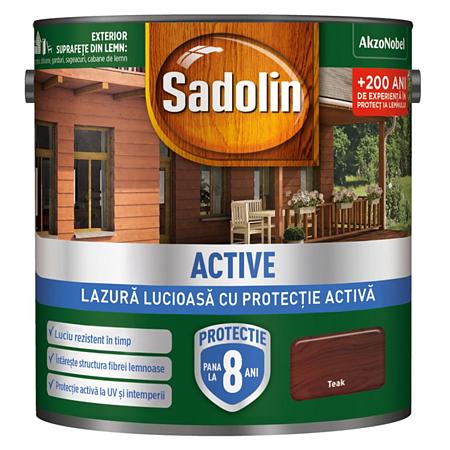 Lazura lucioasa pentru lemn Sadolin Active, teak, interior/exterior, 0.75 l
