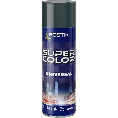 Vopsea spray universala decorativa Bostik Super Color, gri metal RAL 7011, mat, interior/exterior, 400 ml