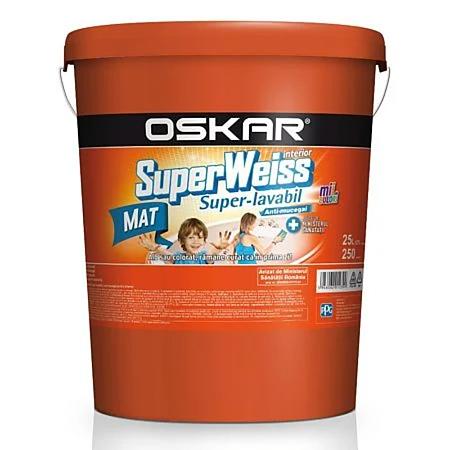 Vopsea lavabila interior Oskar Superweiss, mat, alb, 25 l
