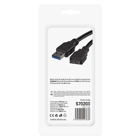 Cablu hard disk USB 3.0 Emos, tata A - tata micro B, 1 m Cablu hard disk USB 3.0 Emos, tata A - tata micro B, 1 m