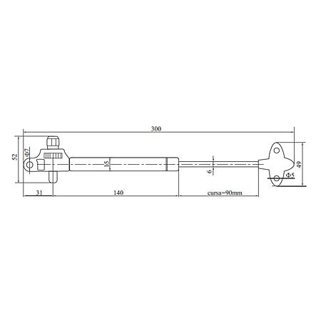 Piston cu amortizare, Teko, cu gaz, metal, , argintiu, 100 N