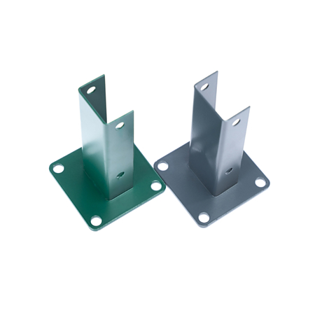 Flansa stalp gard, otel, verde, dreptunghiular, 60 x 40 mm