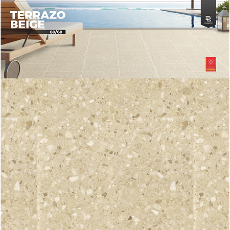 Gresie portelanata Dura Tiles Terrazo PEI 4, bej mat, patrata, 60 x 60 cm Gresie portelanata Dura Tiles Terrazo PEI 4, bej mat, patrata, 60 x 60 cm